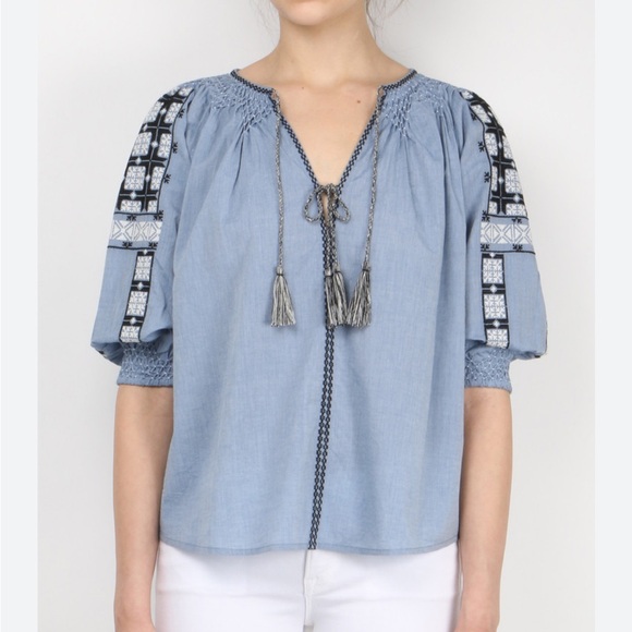 Ulla Johnson Tops - Ulla Johnson Delia Blue Embroidered Women's Top